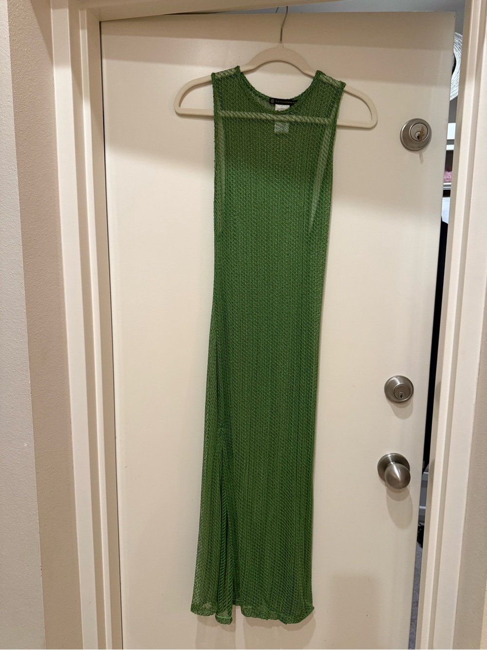 Sheer Green Knit Maxi Swim Coverup